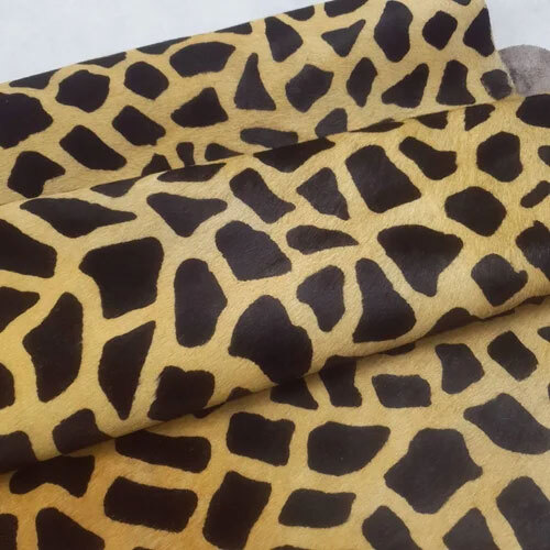 Giraffe Print Hairon Leather - Hair on Leather, Custom Sizes Available, Rich Brown Color | Versatile for Bags, Belts, and Garments