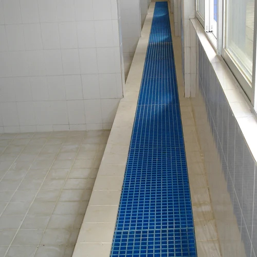 Blue FRP Grating - FRP Material, Various Sizes, Blue Color | Powder Coated, Rectangle Shape, Ideal for Industrial Applications