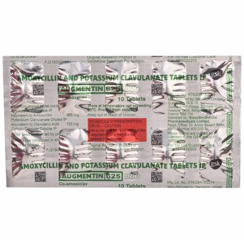 Amoxycillin And Potassium Clavulanate Tablets - 625mg | Antibiotic Treatment For Bacterial Infections, Suitable For Adults And Children, Take With Food To Minimize Stomach Upset