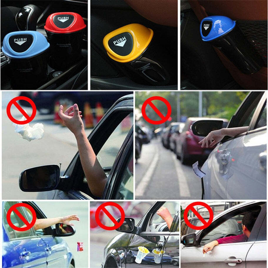 Multi / Assorted Mini Car Trash Bin Can Holder Dustbin (1738)