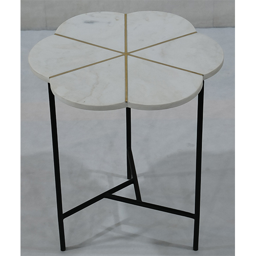 Marble Top With Brass Cladding Side Table