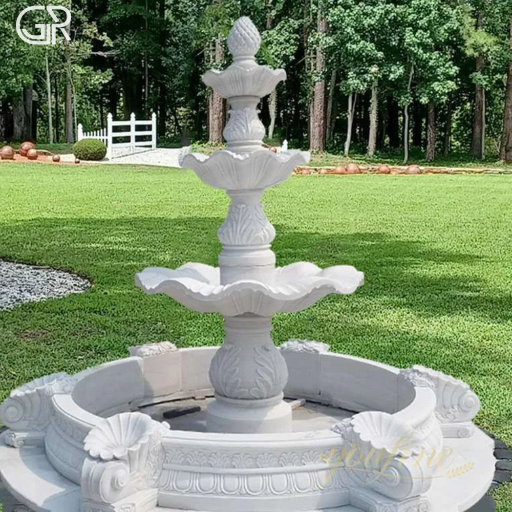 3 Tier Stylish Marble Fountain - Color: White
