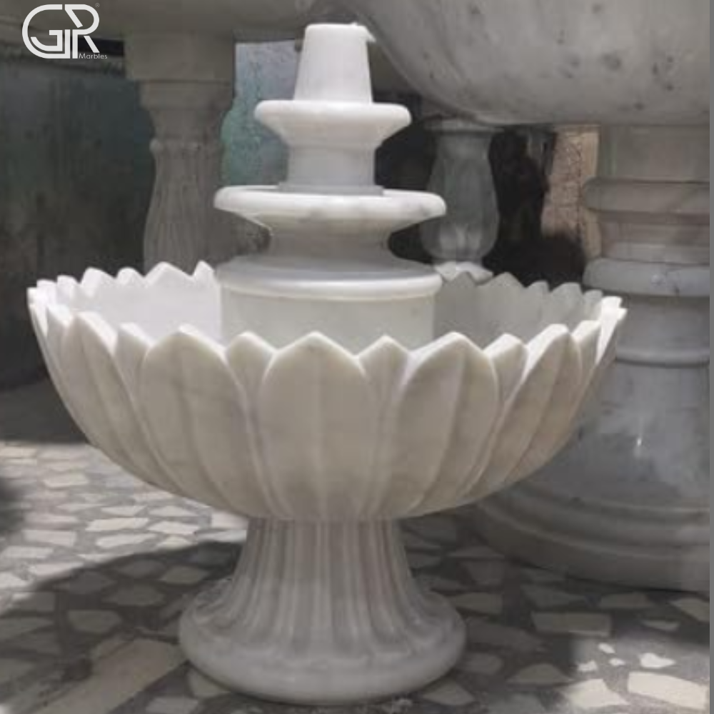 शुद्ध सफेद संगमरमर का फव्वारा