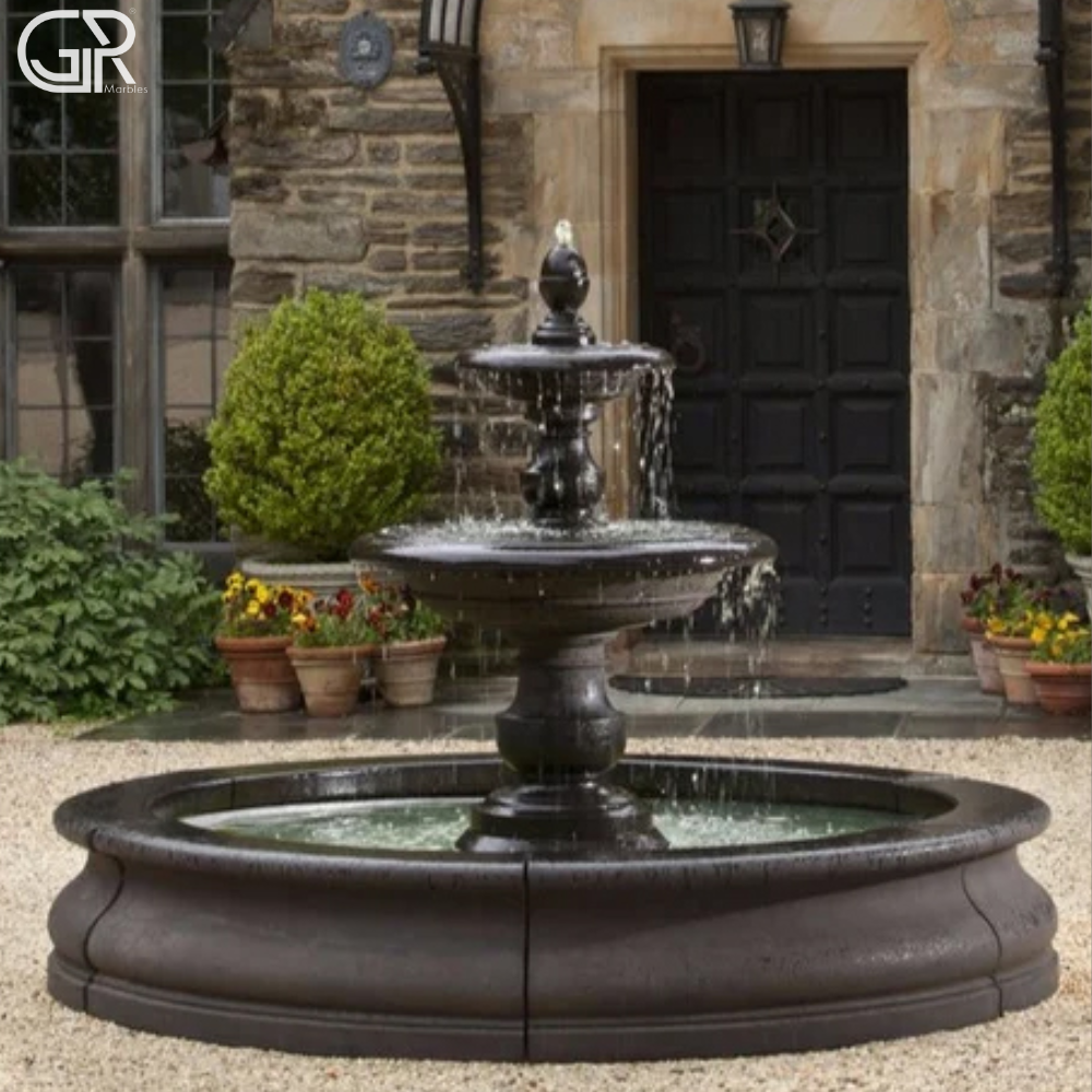 2 Tier Black Marble Fountain - Feature: Classic Design