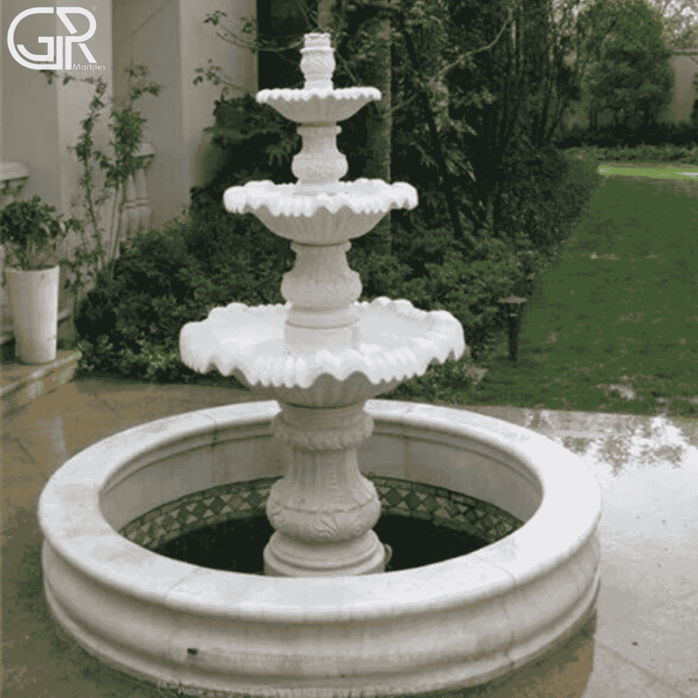 Marble Outdoor Water Fountain - Color: White