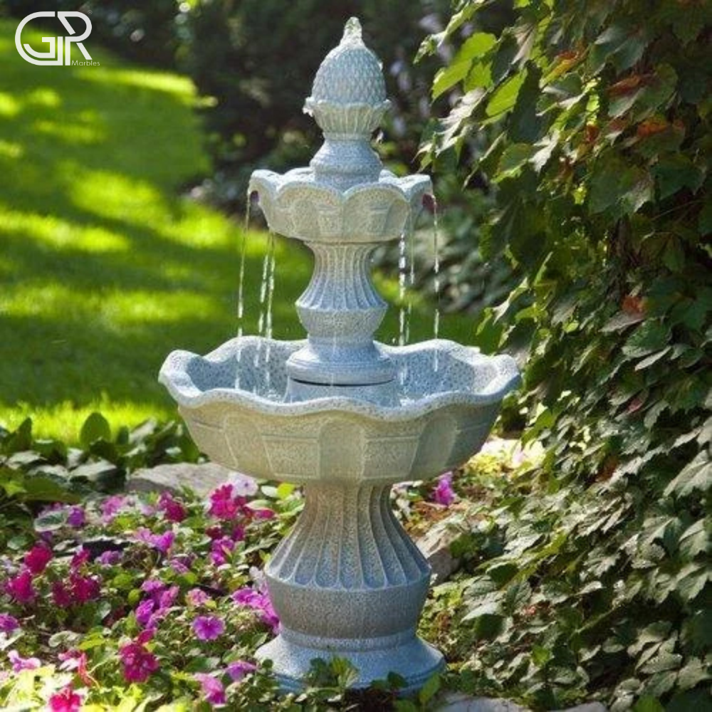Stylish Carving Marble Water Fountain - Color: White