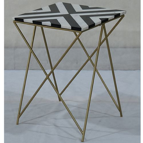Marble Top And Brass Legs Side Table - Assembly: No Assembly Required