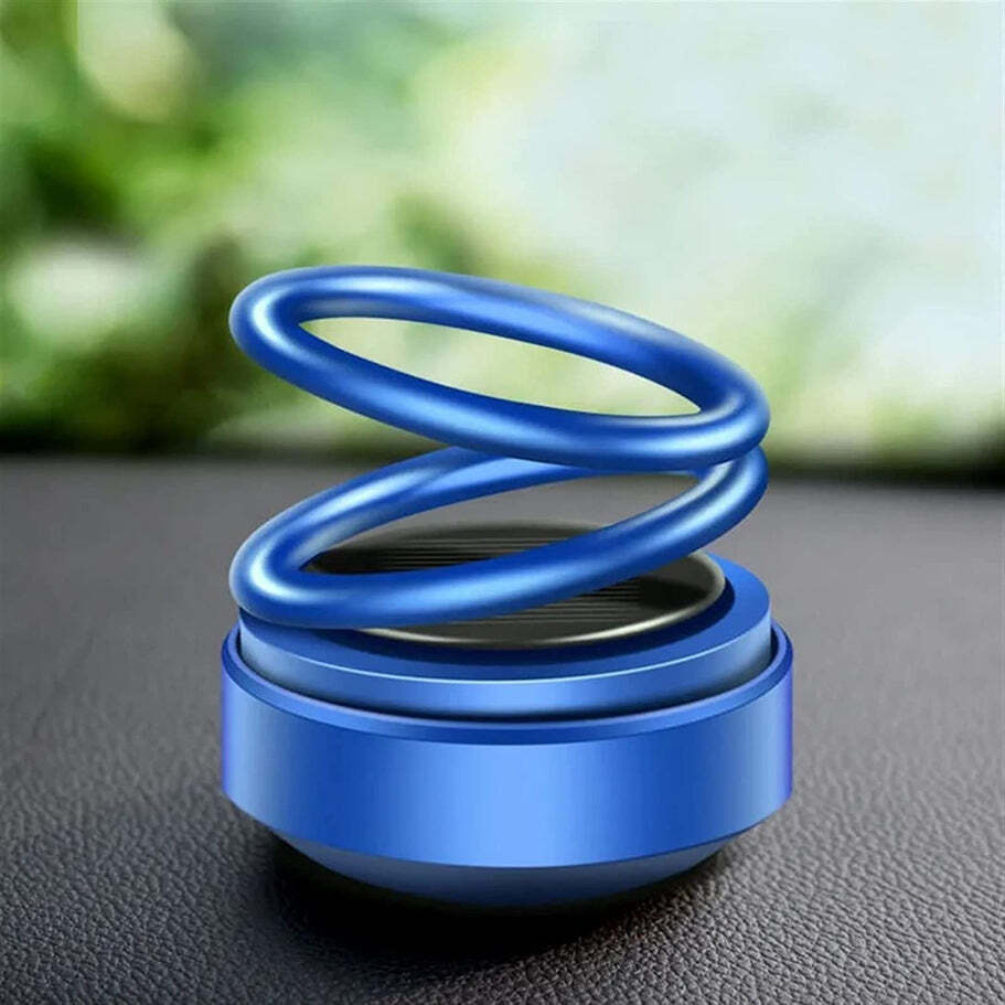 Multi / Assorted Solar Power Car Aroma Diffuser 360â°double Ring Rotating Design Car Fragrance Diffuser Car Perfume Air Freshener For Dashboard Home Office (6319)