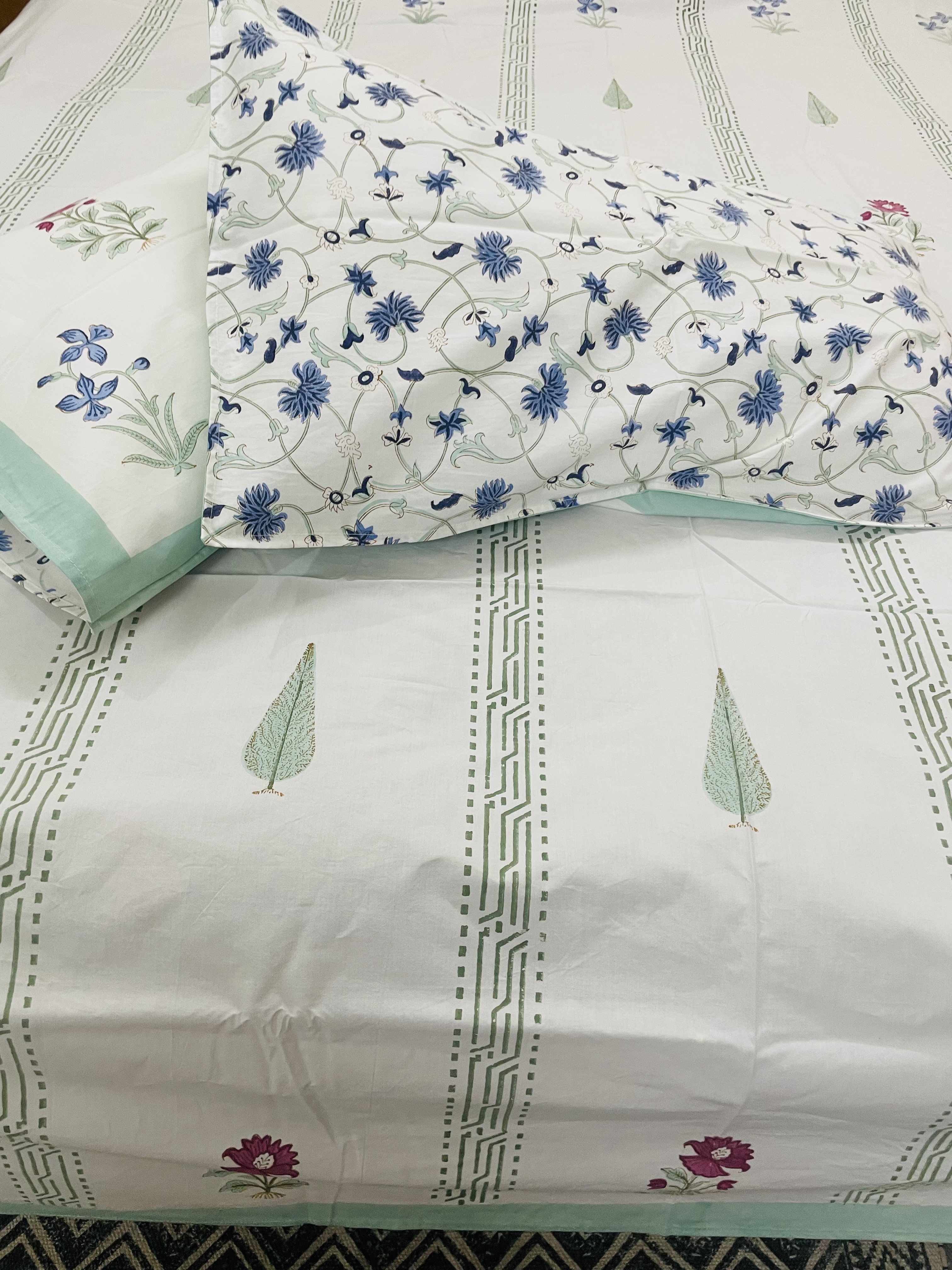 Cotton Hand Block Printed Bedsheet