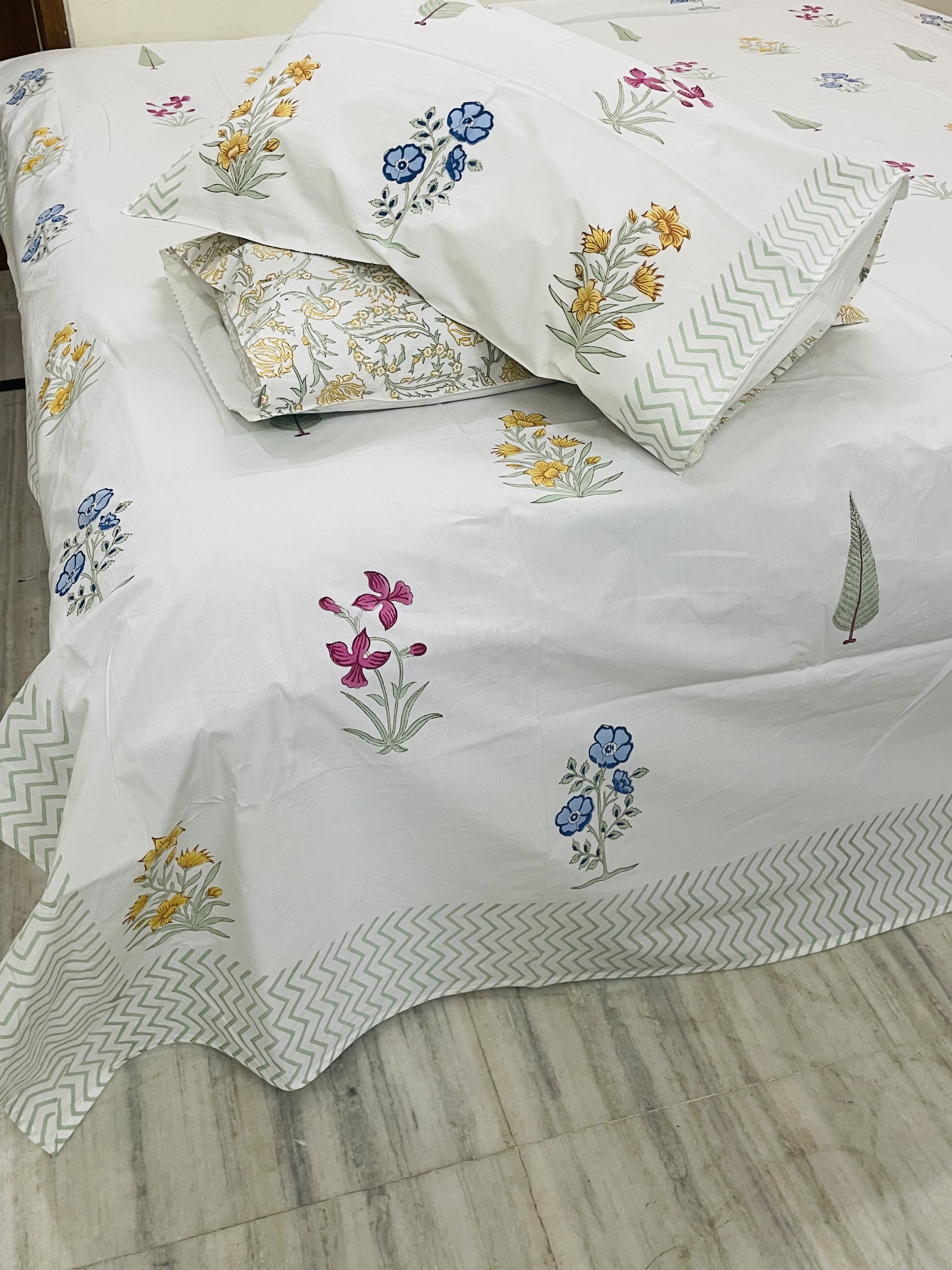 Cotton Hand Block Printed Bedsheet