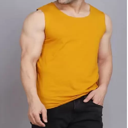Mens Black Sleeveless T-shirt - Polyester Fabric, Regular Fit, O-neck Collar , Moisture-wicking, Quick-dry, Soft & Lightweight For Daily Comfort