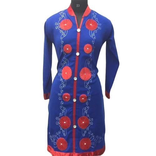 ब्लू-रेड लेडीज़ फैंसी ब्लू कुर्ती