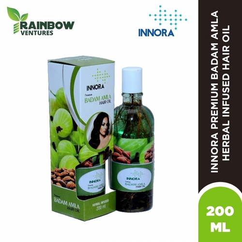 ग्रीन Hcho0003 200Ml इनोरा प्रीमियम बादाम आंवला हर्ब्स इन्फ्यूज्ड हेयर ऑयल