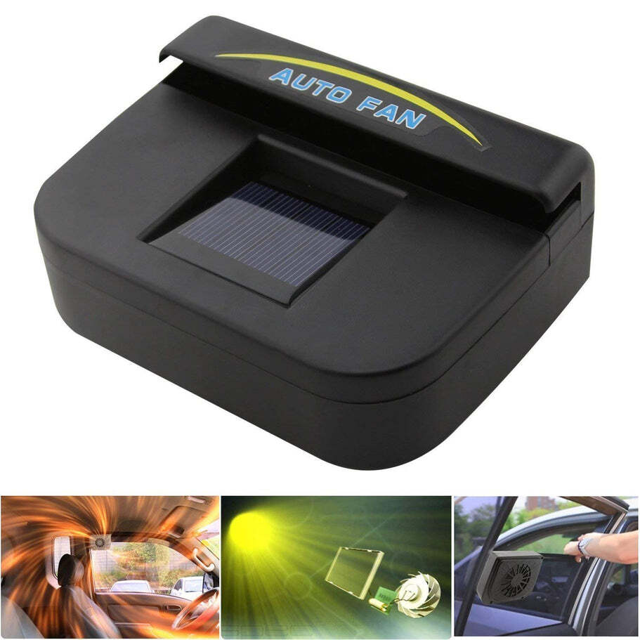 Black / Multi Plastic Auto Cool- Solar Powered Ventilation Fan Keeps Your Parked Car Cool (1460)