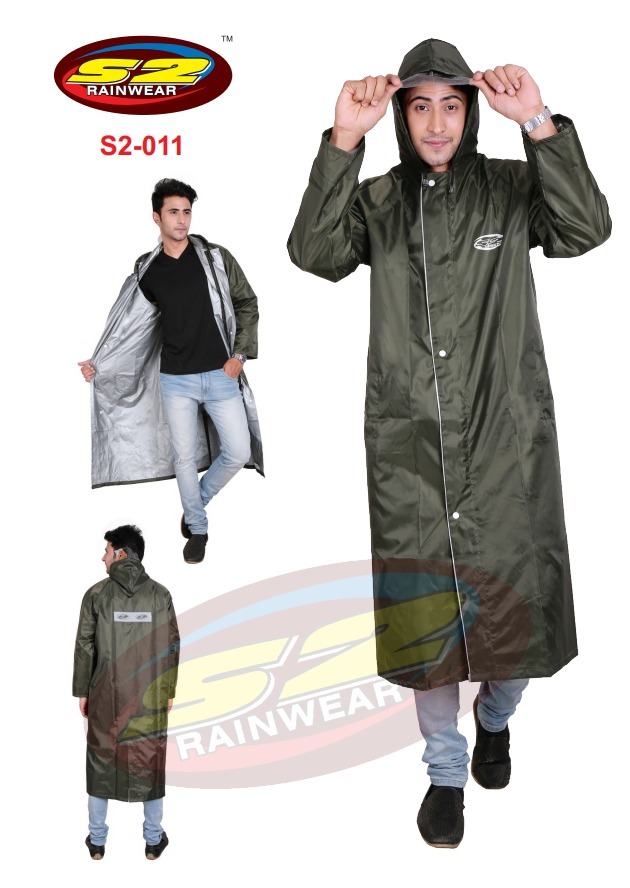 Mens Polyester Rain Suit - Polyester Taffeta With Virgin Pvc Lining Free Size Assorted Colors | Reversible Design Hood With Drawstring Reflective Tape Two Side Pockets