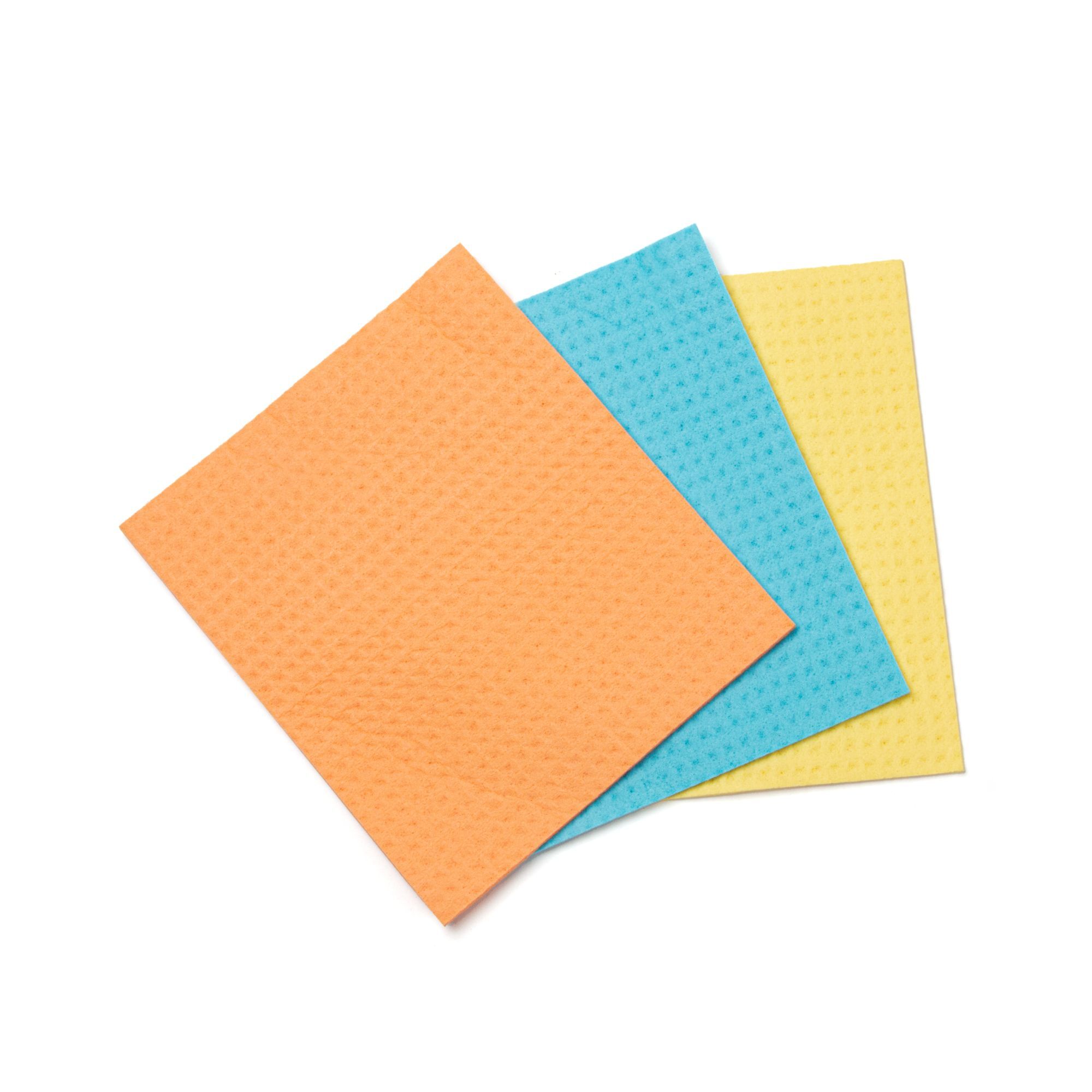 Active Wipes (3pcs. Set) - Cellulose Sponge, 18x20.5cm | Multipurpose, Super Absorbent, Bio-degradable, Lightweight, Multi-functional In Orange, Blue, Pink