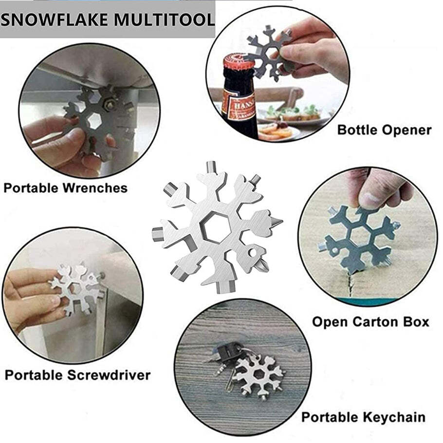 Silver Snowflake Multi-tool Stainless Steel Snowflake Bottle Opener (1787)