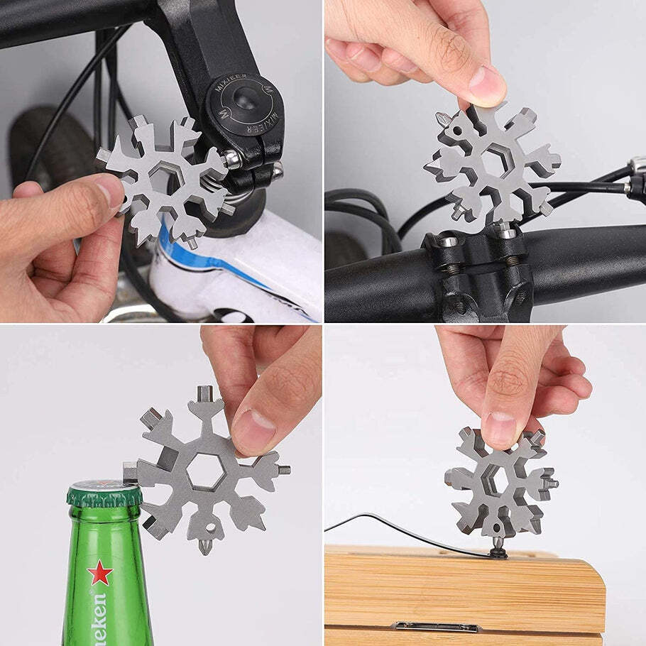 Silver Snowflake Multi-tool Stainless Steel Snowflake Bottle Opener (1787)