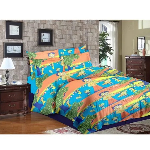 Chhota Bheem Print Kids Double Bedsheet - Length: 220 Cm