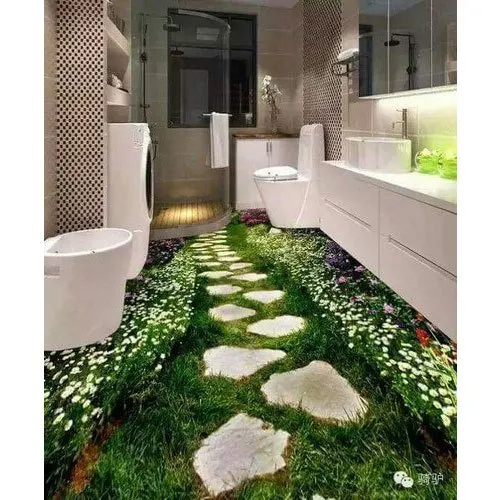 ग्रीन बाथरूम एपॉक्सी फ़्लोरिंग