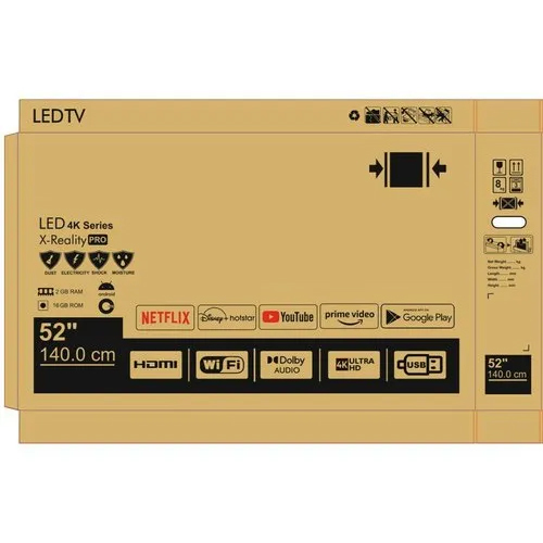 50 Inch Wall Mounted Smart Led Tv - Color: Black