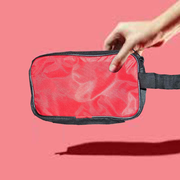 Red Portable Travel Hand Pouch/shaving Kit Bag (18cm) For Multipurpose Use (Red) (0845)