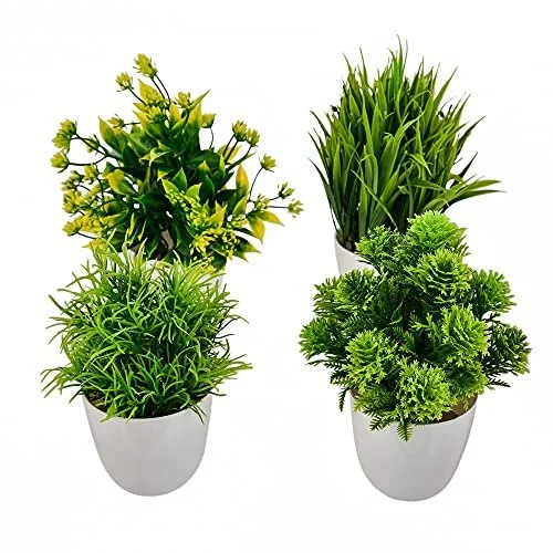 Durable Artificial Wild Bonsai Plant With Pot Set Of 4
