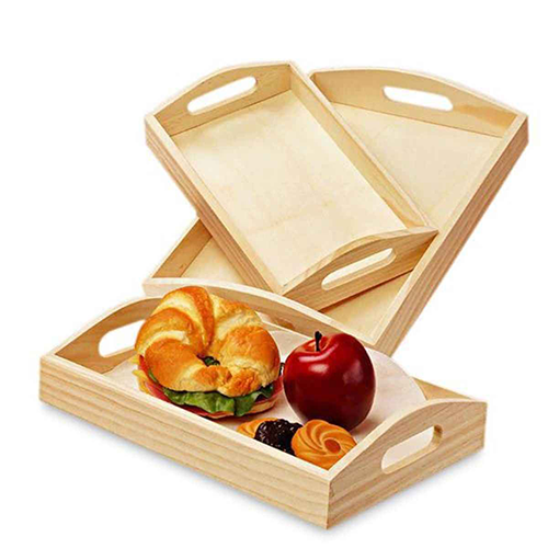 Wooden Serving Tray - Polished Finish, Custom Size Available | Ideal For Ceremony, Party, And Wedding Decoration