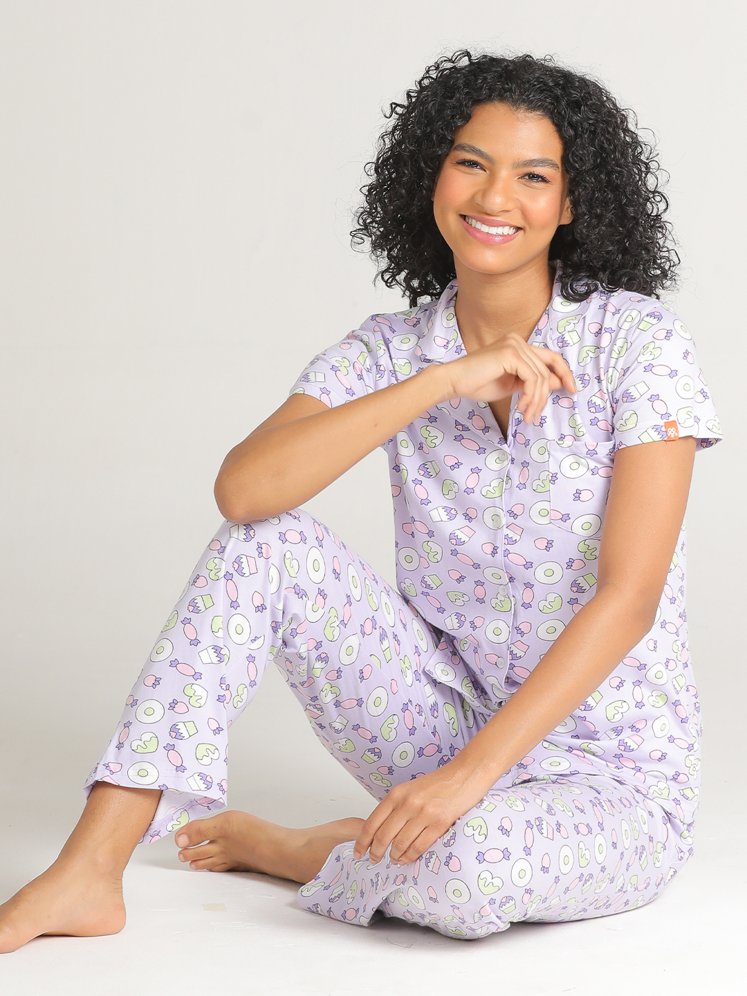 Woman Sleepwear - Georgette Size: S-xxl Color: Black | Casual Printed Design Short Sleeves For Relaxed Comfort