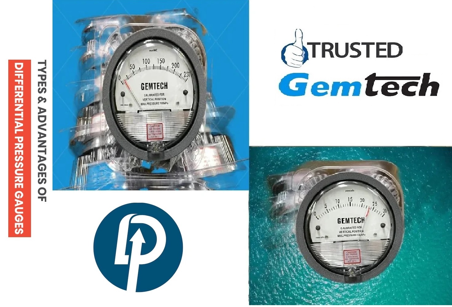 Gemtech G2000-1kpa Differential Pressure Gauge Range 0-1 Kpa Accuracy: A 2% Of Full Scale (A 3% On A 0