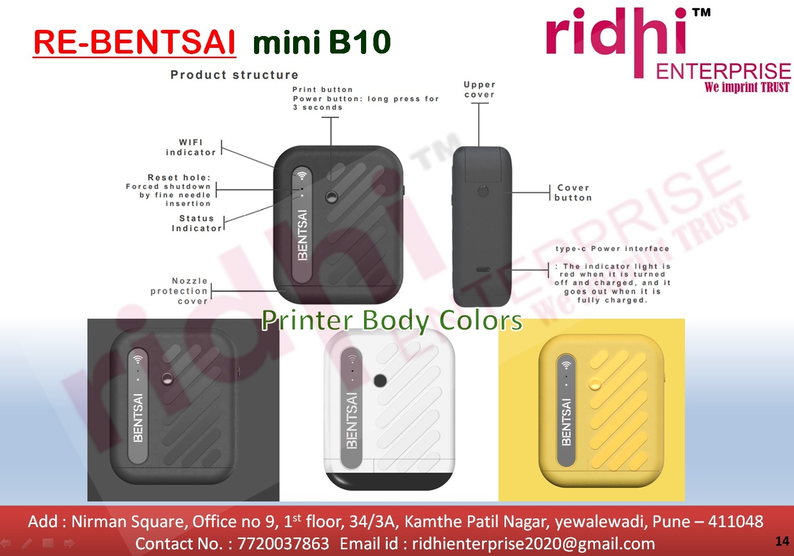 Re B10 Handheld Printer - Black Print Speed: 30 M/m