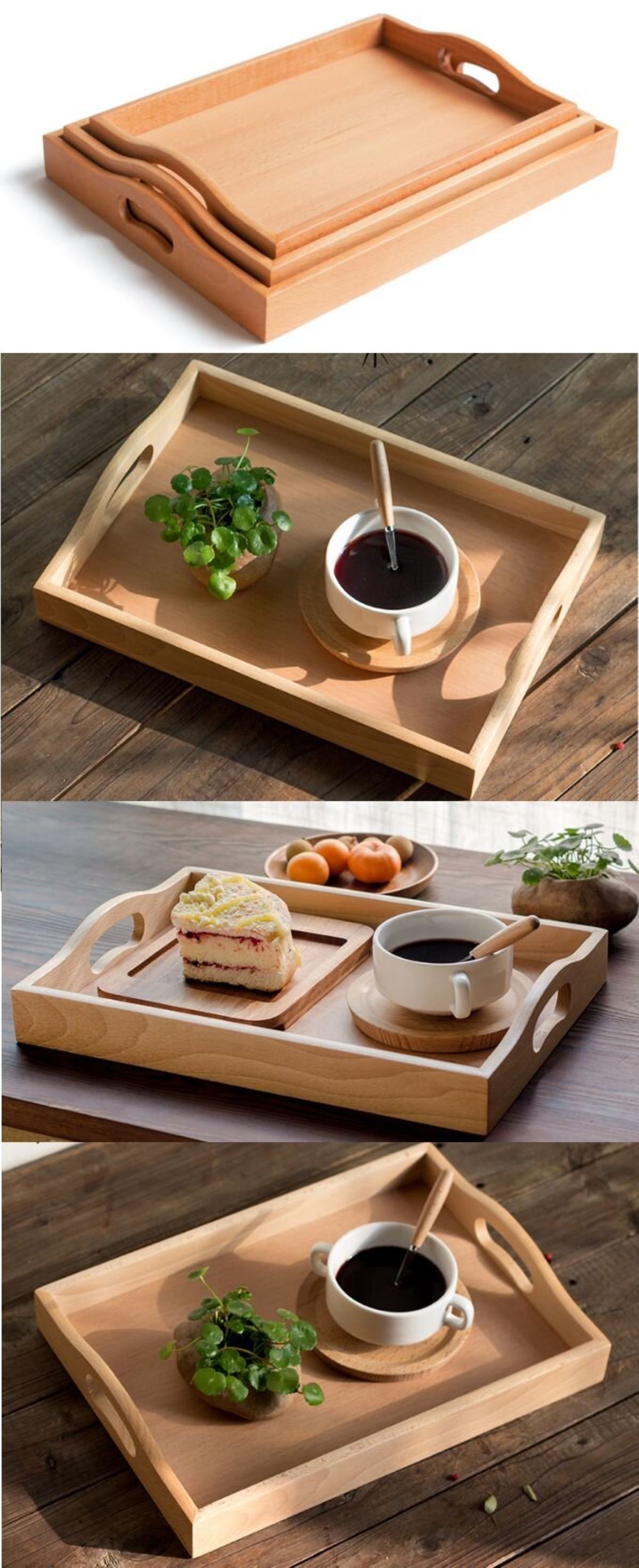 Smooth White Wooden Serving Tray