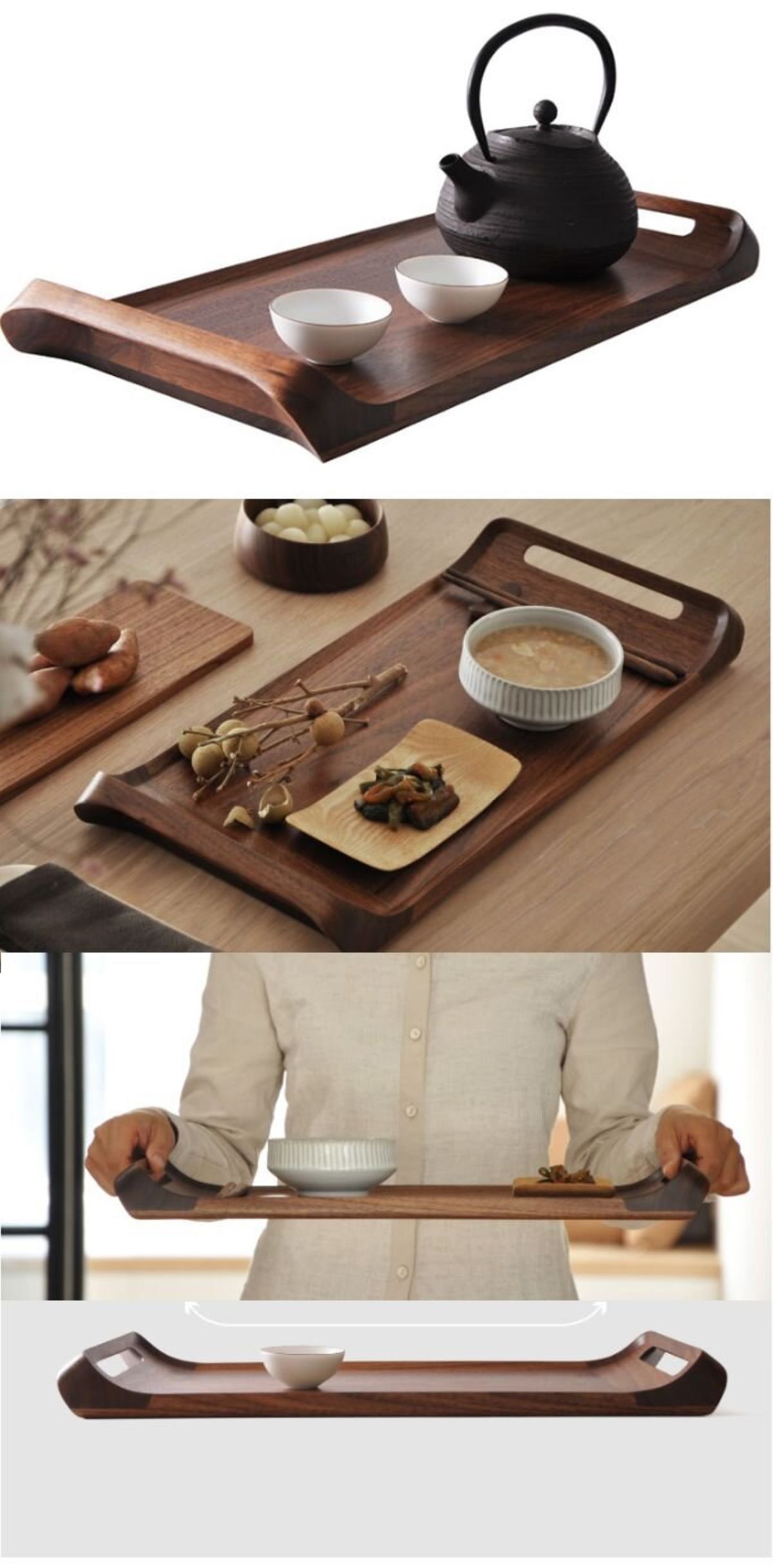 Smooth White Wooden Serving Tray