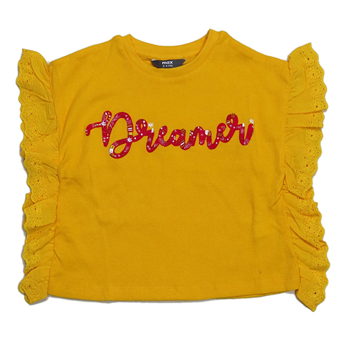 पीली लड़कियों के फैंसी क्रॉप्ड टॉप