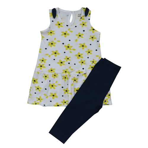 मल्टीकलर बेबी गर्ल्स 2 पीस सेट लॉन्ग टॉप और लेगिंग