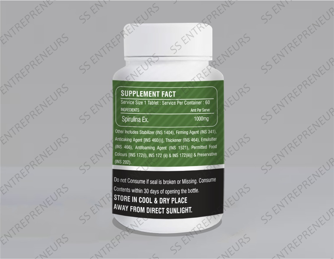 Spirulina Tablets - Herbal Medicine, 100% Pure Spirulina Powder | Dosage: 1 Tablet Twice A Day, Cool & Dry Storage