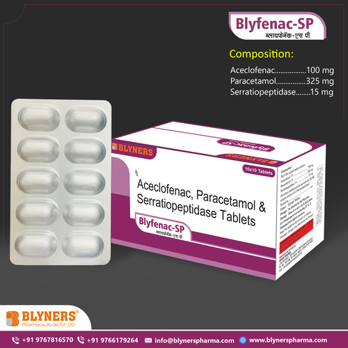 Blyfenac Sp Tablet - Aceclofenac, Paracetamol, And Serratiopeptidase Combination For Pain Relief | Effective For Joint Pain, Muscle Pain, And Inflammation