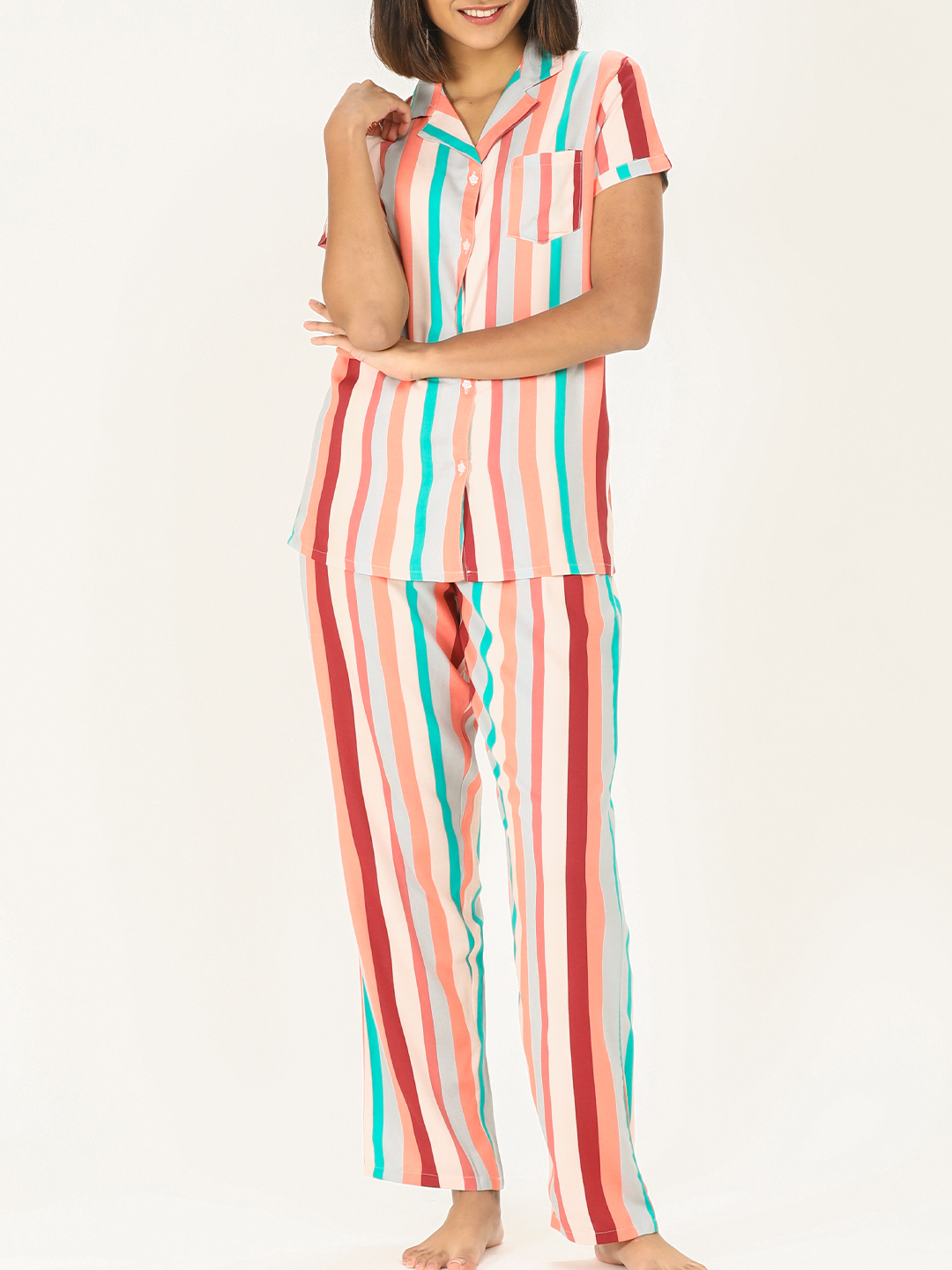 Cotton Womens  Button Pajama Set