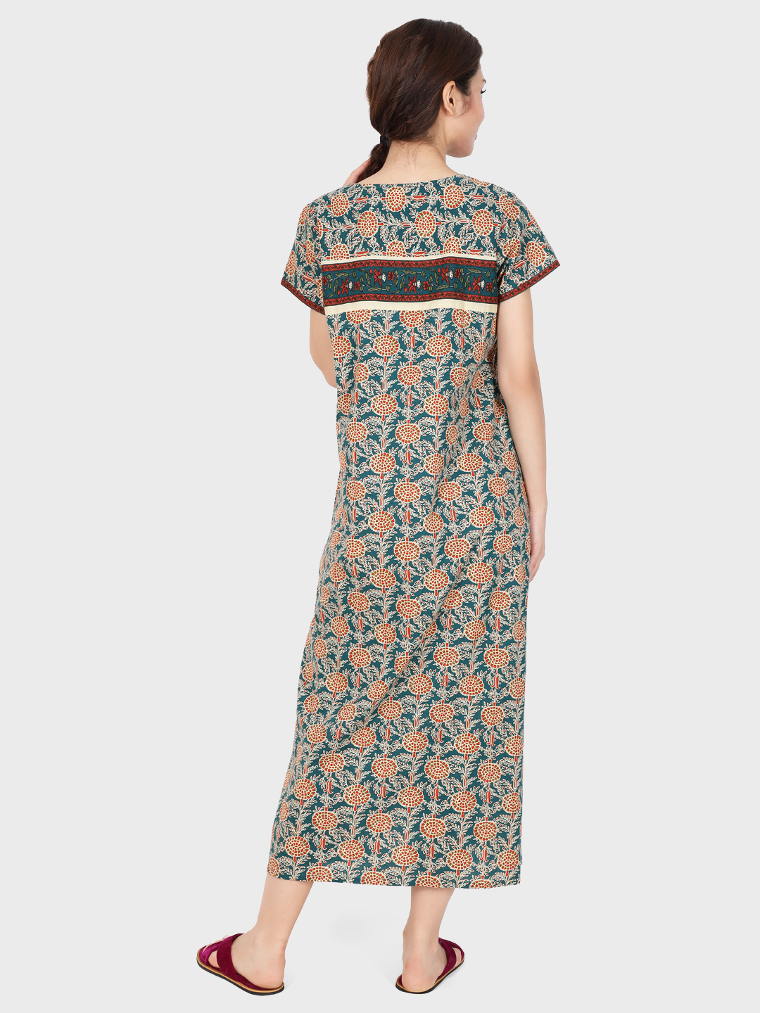 Ladies Nightgown - Cotton, Sizes S-xxl | Short Sleeves, Colorfastness, Relaxed Fit For All Ages, Ideal For Summer And Spring Nights