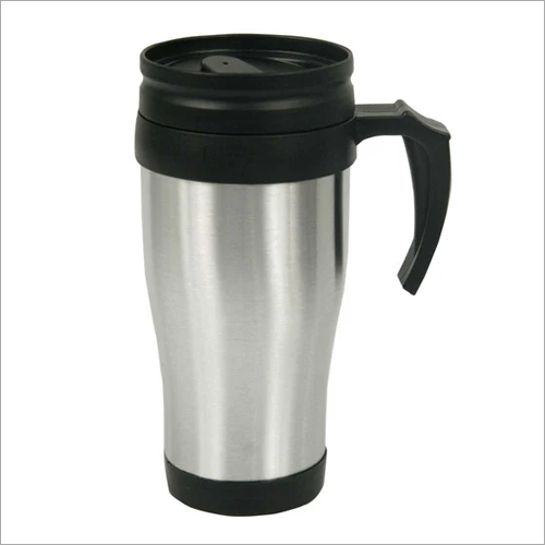 Silver Sipper Outside Steel Inside Plastic Travel Mug