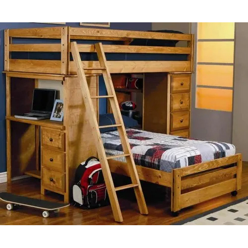 Brown Wooden Bunk Bed