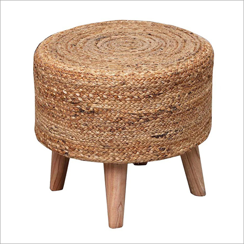 Jute Fabric Seating Stool Carpenter Assembly