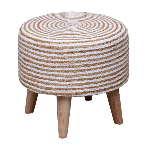 Crafted Sheen Decor Velvet Cotton Jute Stool