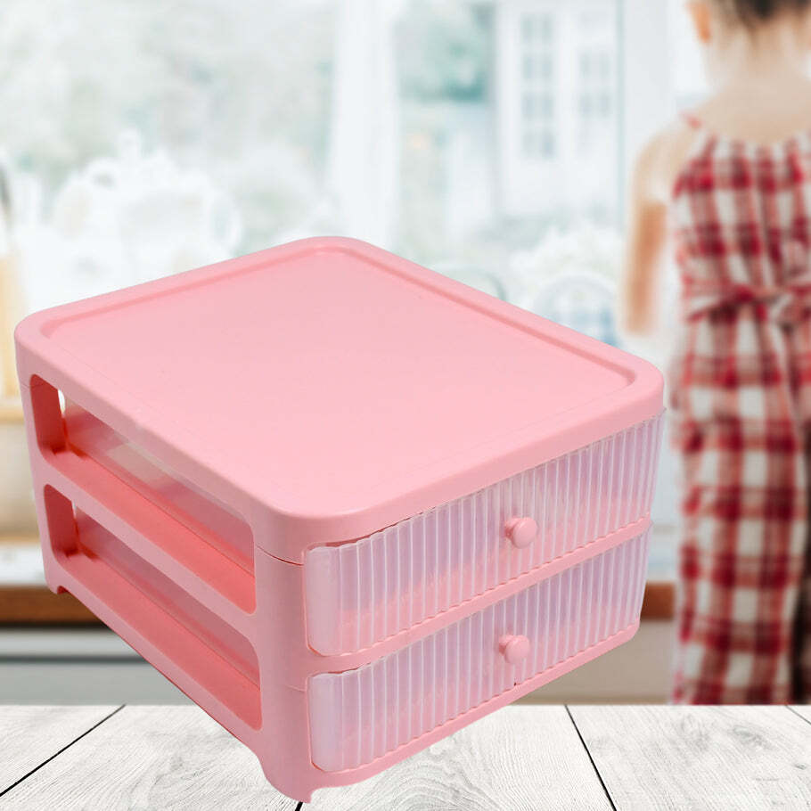 Multi / Assorted Desk Organizer Drawers 2 Tier Pen And Pencil Stand Stationery Storage Home And Office Stationery Box (0765)