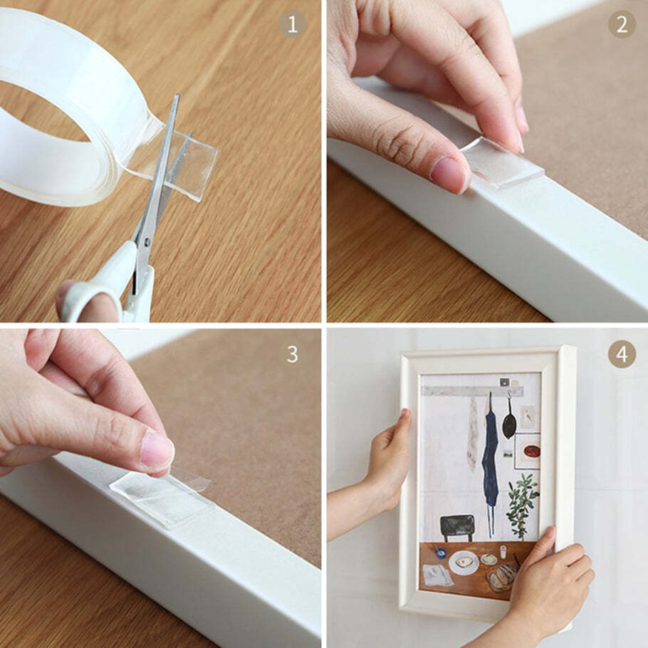Double Sided Nano Adhesive Tape 3 Meter Size (20mm Width X 2mm Thickness) (0882a) - Transparent Color | Versatile Adhesive Solution For Multiple Applications