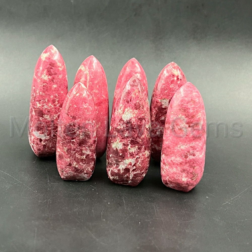 Thulite Flames Tower - 30 To 35mm, Pink Red Natural Healing Crystal | Top Grade, 40 To 50g Weight, Customizable Gemstone For Home Decor And Meditation