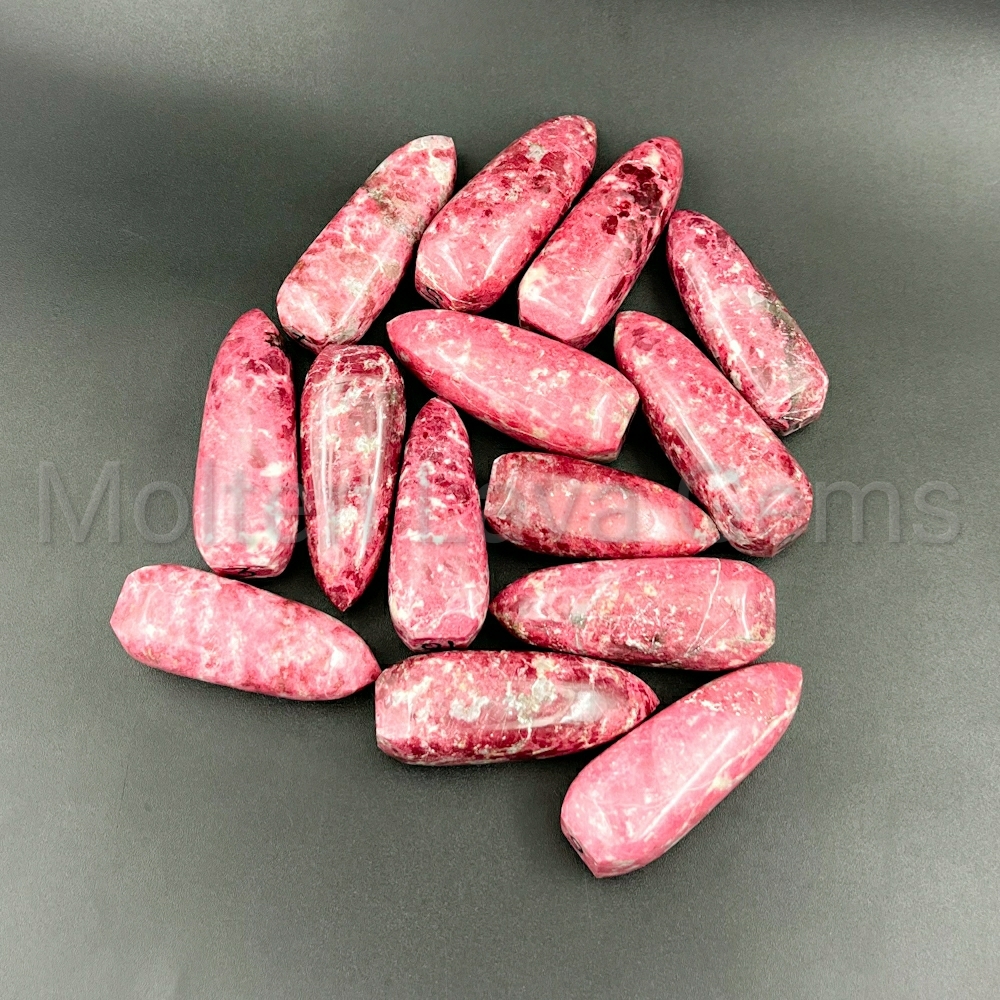 Thulite Flames Tower - 30 To 35mm, Pink Red Natural Healing Crystal | Top Grade, 40 To 50g Weight, Customizable Gemstone For Home Decor And Meditation