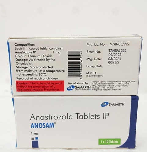 एनास्ट्राज़ोल एनोसम 1mg टैब सामग्री: एनास्ट्रोज़ोल (1mg)