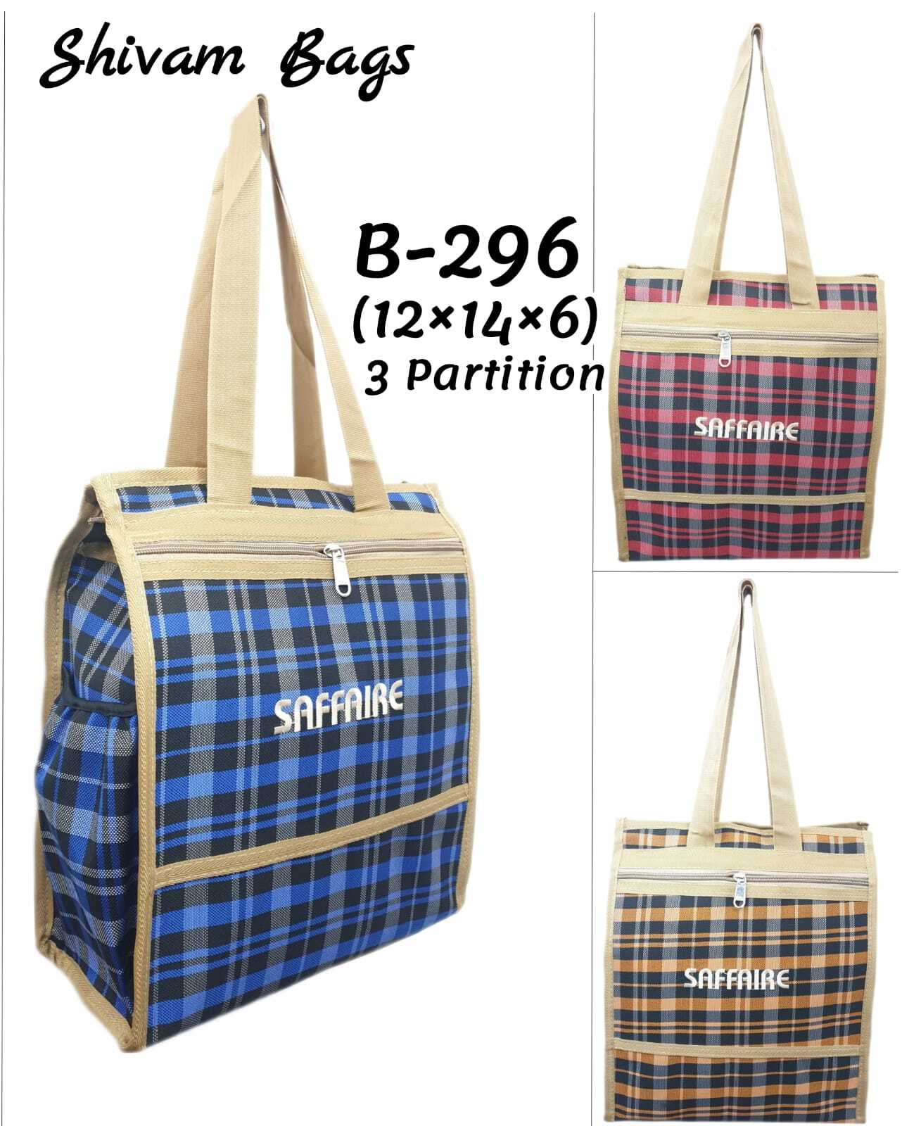 Shopping Bags - Nylon Material Spacious Zip Compartment Blue Color | Strong Handle Customizable Design Moisture Proof Aseptic Antistatic