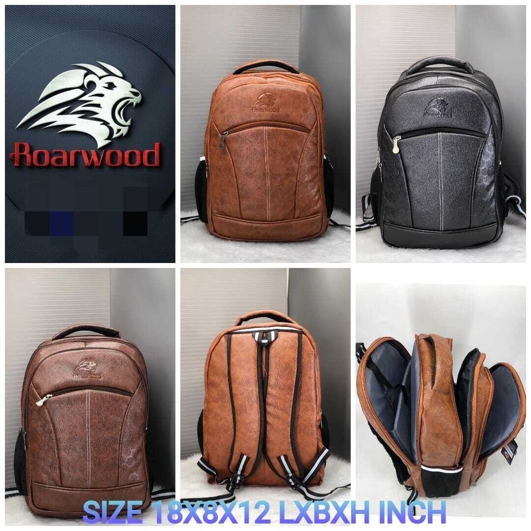 College And School Bag - Leather, Three Compartments, Black & Blue Design | Reliable Multi-use For Laptops, Books, Notebooks